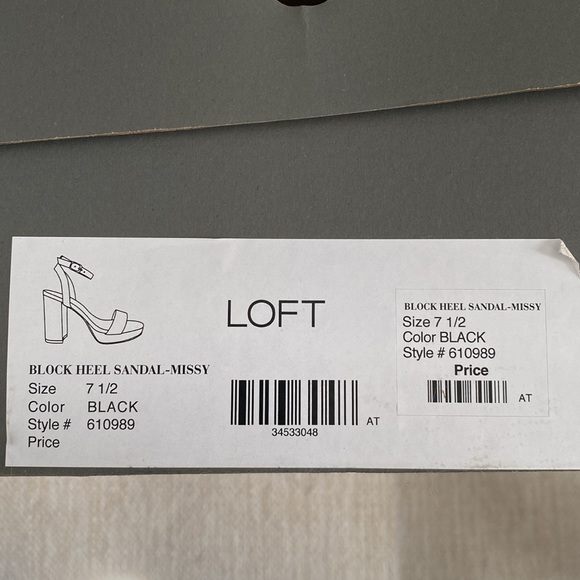 Size 7.5 Black Ankle Strap Block Heel Sandals, 3 3/4 inch heel - Picture 5 of 5